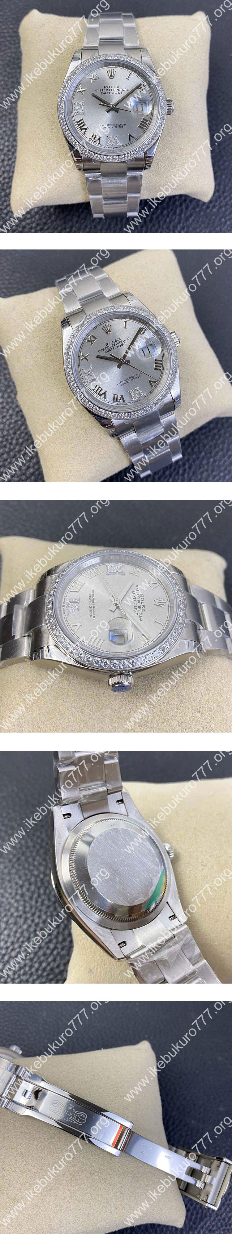 【GM製 3235搭載 】ロレックスコピーM126284RBR-0022 デイトジャスト 36mm シルバー VI IXダイヤ
