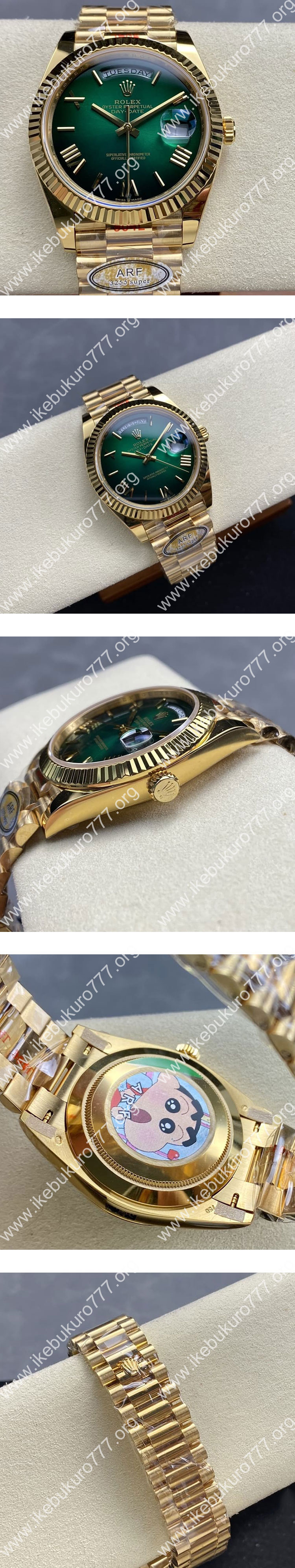 【ARF製 スーパーコピー通販】ロレックス M228238-0069 デイデイトコピー 40mm グリーンオンブレ 3255搭載 加重版