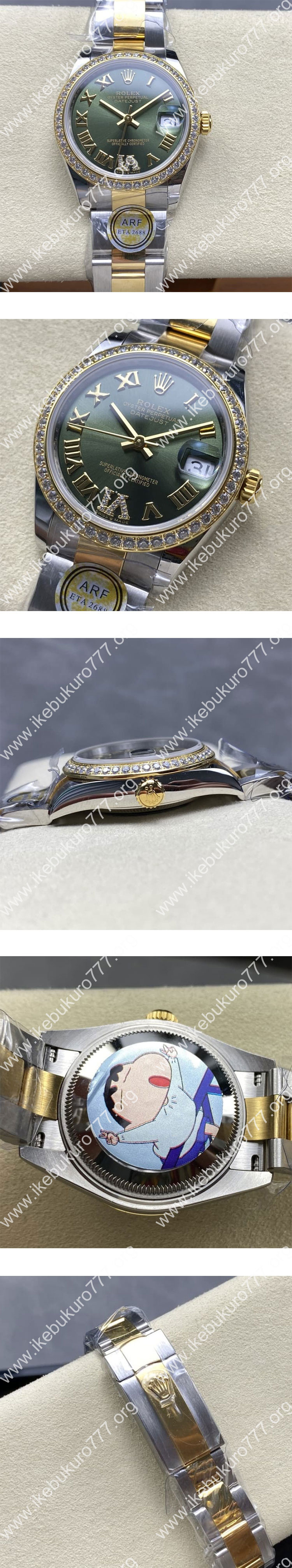 【ARF製 レディース】ロレックスコピー M278383RBR-0015 デイトジャスト 31mm 2236搭載 グリーン