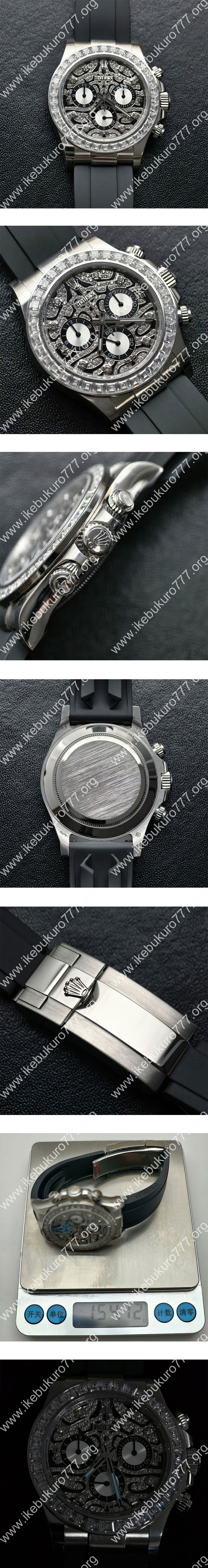 加重版 砲金 ロレックスコピー デイトナ 116589TBR ホワイトゴールド バゲットダイヤモンド(BDS工場)