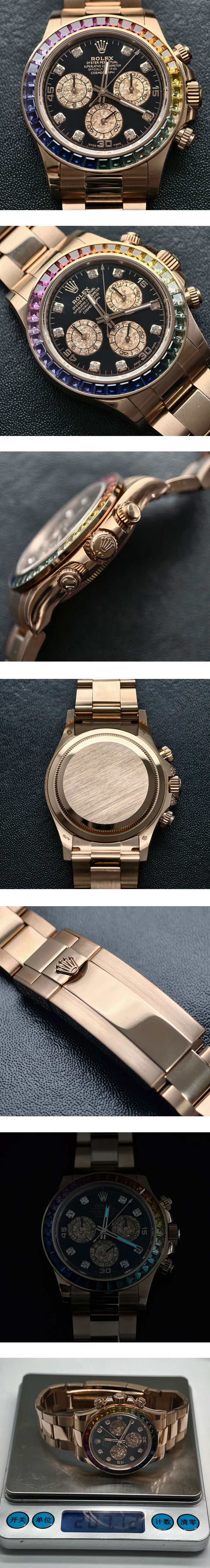 【加重版 砲金】BDS工場 ロレックスコピー デイトナ 116595RBOW 18Kエバーローズゴールド バゲットダイヤモンド