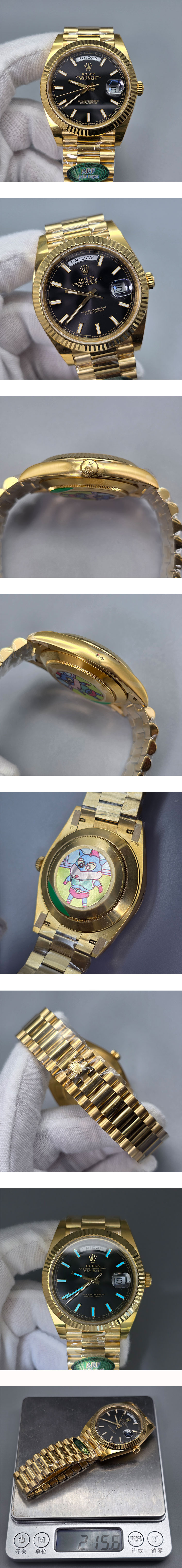 【ARF製 加重版】ロレックスコピー時計 M228238-0067 デイデイトコピー 40mm ブラック 3255搭載