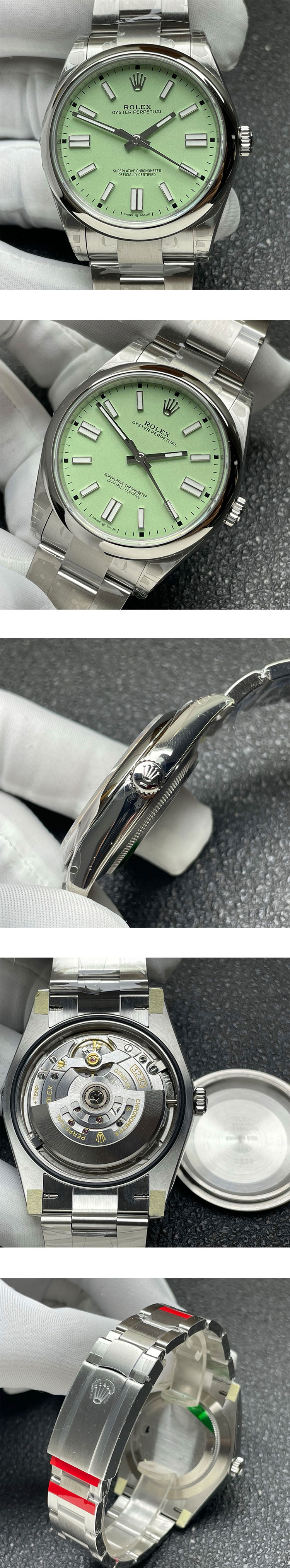 (VS製)ロレックスコピー M134300-0006 オイスターパーペチュアル ケース径41mm ピスタチオグリーン