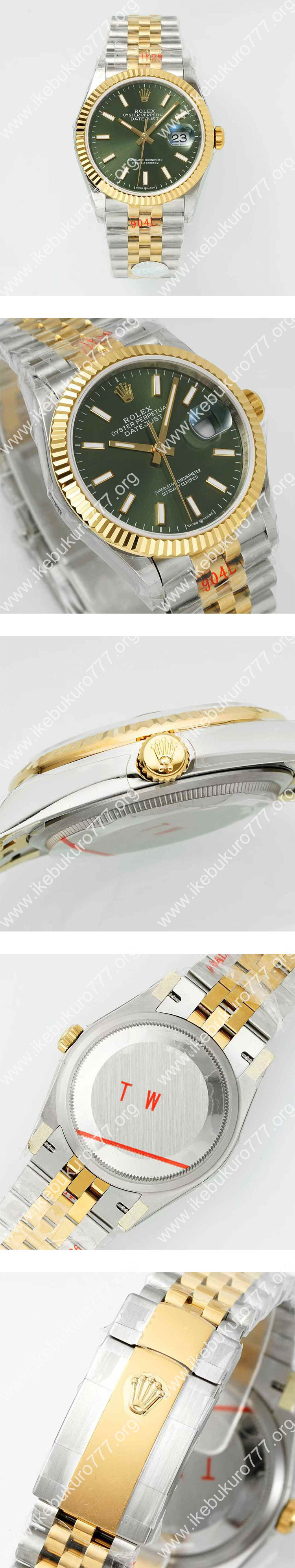 【TW製工場出品】ロレックスコピー時計 M126233-0057 デイトジャスト 36mm グリーン