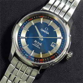 【高級感を演出】 OMEGA デ·ビル アワー Swiss ETA 2836-2 AUTOMATIC ブルーダイアル 日付表示