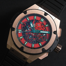 安心注文 HUBLOT キングパワー メキシコ Asian 7750搭載A Automatic クロノグラフ 夜光 レッド