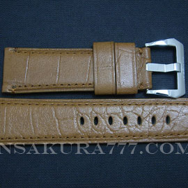 44mmケース（ラグ幅24mm)用ブラウン革ベルト 質感良好