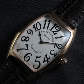 レディース革ベルト腕時計フランクミュラー カサブランカ(18Kイエローゴールド)