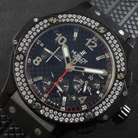 優れた品質 HUBLOT BIG BANG, Asian 7750搭載 AUTOMATIC クロノグラフ完全稼働 カレンダー 人工ダイヤ