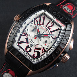 メンズ腕時計フランクミュラー コンキスタドール グランプリ(ブラック革ベルト)