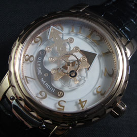 特価腕時計ユリスナルダン(金無垢素材インデックス14Kゴールド)