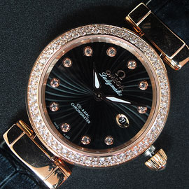 腕時計提携工房オメガ DE VILLEレディマティック(ピンクゴールド素材 ベゼル全面ダイヤモンド)