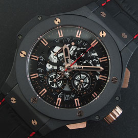 人気機種 HUBLOT アエロ バン, Quartz movement搭載 ! クロノグラフ スケルトン カレンダー表示