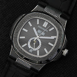 安心と信頼の通販 PATEK PHILIPPE ノーチラス 21600振動 AUTOMATIC 38mm デイト表示 ブラック文字盤