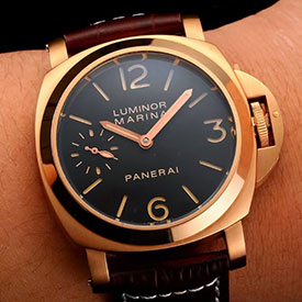 質感完璧 パネライ コピー時計 ルミノール マリーナ PAM00111 ピンクゴールド 6497搭載 スモールセコンド