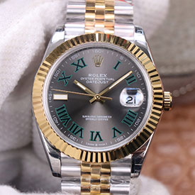 ロレックス デイトジャスト 41mm グレー/グリーンローマ ジュビリーブレス M126333-0020