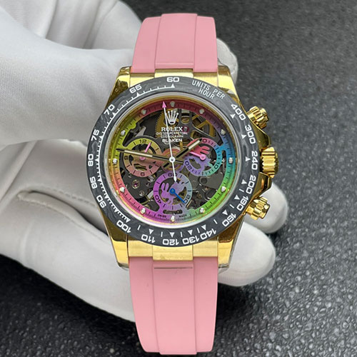 高級腕時計 ロレックスコピー コスモグラフ デイトナ40mm スケルトンダイヤル ピンクBLAKEN改装