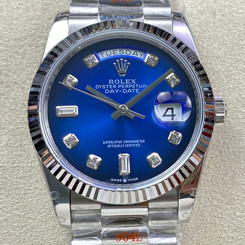 人気新作ROLEX スーパーコピー時計 デイデイト 36 128239A ブルーオンブレ/ダイヤモンド 3255自動巻き
