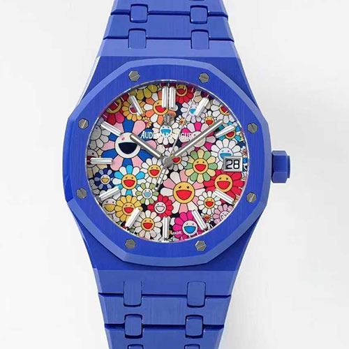 【Takashi Murakami】改装オーデマ ピゲコピー ロイヤルオーク15500ST 41mm APS工場ブルーセラミック