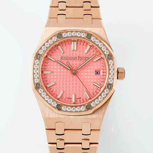 【BF製】オーデマ・ピゲコピー ロイヤルオーク 77450 ピンク 34mm ベゼルダイヤ