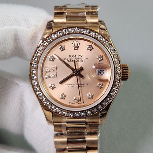 【GM工場】ROLEXデイトジャストスーパーコピー時計279135RBR(ピンクゴールド　ベゼル全面ダイヤ)