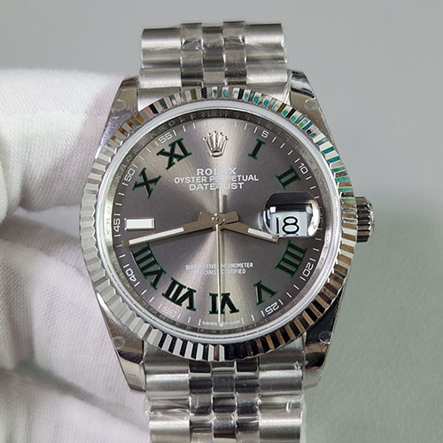 ロレックスコピー時計 デイトジャスト36mm M126234-0045 グレー/グリーン ローマ 3235ムーブメント搭載！Noob