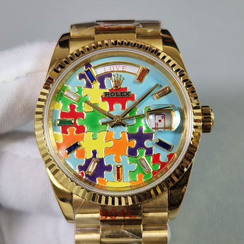 【CY製】ロレックスコピー時計 デイデイト36mm ″パズル”文字盤 3255搭載 圧倒的に綺麗