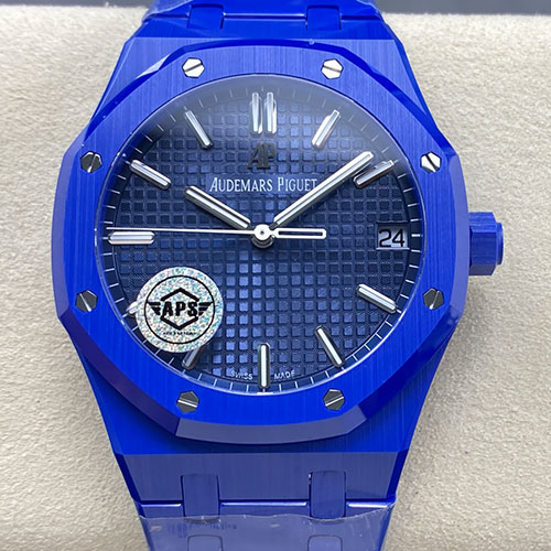 【APS製、好評腕時計】改装オーデマ ピゲコピー ロイヤルオーク  15500 シルバー 41mm ブルーセラミック