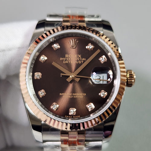 【GM製、砲金】ロレックスコピー 116231 デイトジャスト 36mm ブラウン 18K 高級腕時計ブランド
