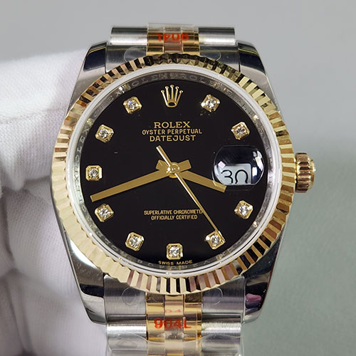 【GM製 3135搭載】 ロレックスコピー デイトジャスト 116233G ブラック 18K 砲金 全国屈指の品揃え