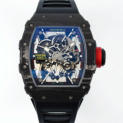 APS生産工場出品リシャールミル RM35-02 オートマチック ラファエルナダル ブラックTPTカーボン ベルクロストラップ
