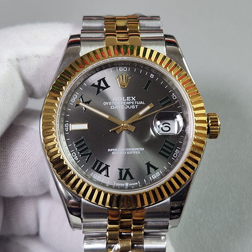 質感良好 ロレックスコピー 126333 デイトジャスト 41mm グレー/グリーンローマ 腕時計通販