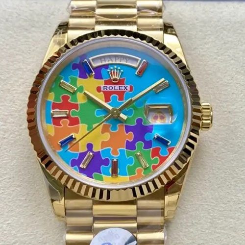 【加重版 重量140g】ロレックスコピー M128238-0106  デイデイト 40mm パズル文字盤 8+製