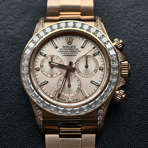 【加重版 砲金】BDS工場 ロレックスコピー デイトナ 116505A 18Kエバーローズゴールド バゲットダイヤモンド