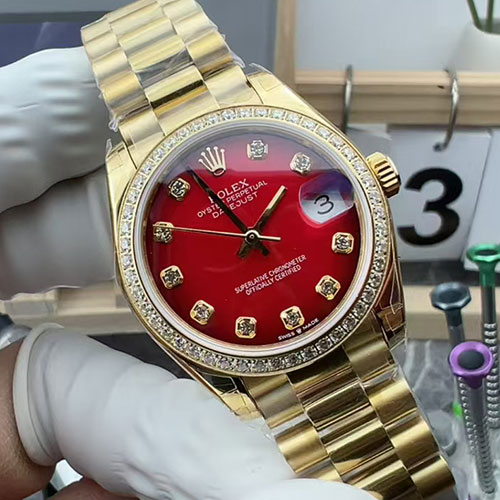 GS工場  高品質ロレックスコピー デイトジャスト 31mm レッドオンブレ